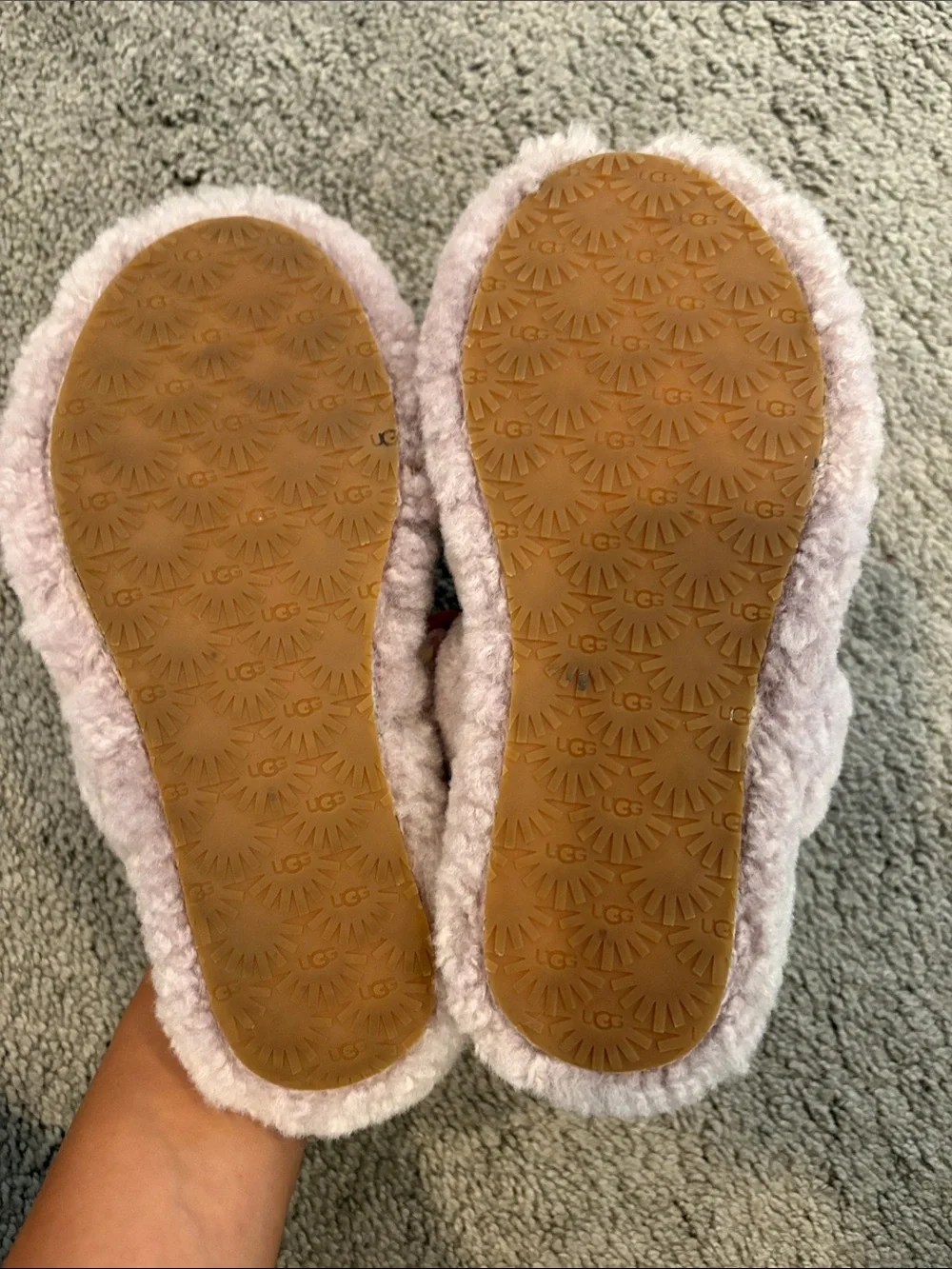 UGG Lavender Faux-Shearling Double-Band Slide Sandals